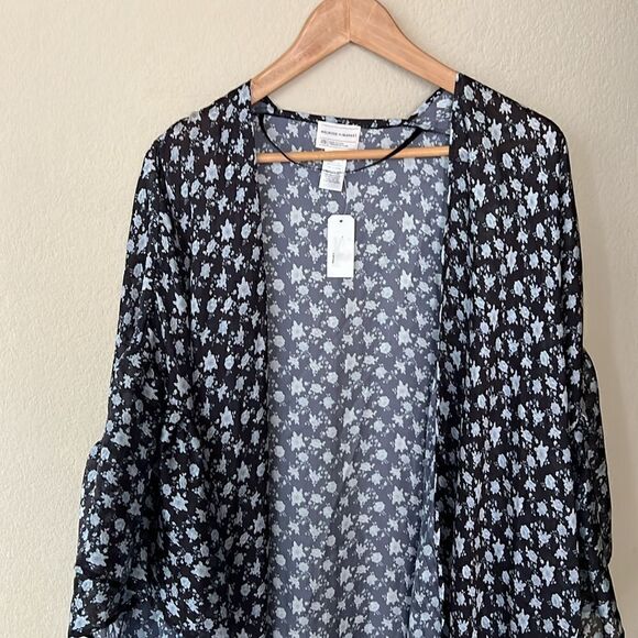 NWT Melrose & Market Duster One S Navy Floral Ruffle Sleeve Light Weight - Picture 4 of 10